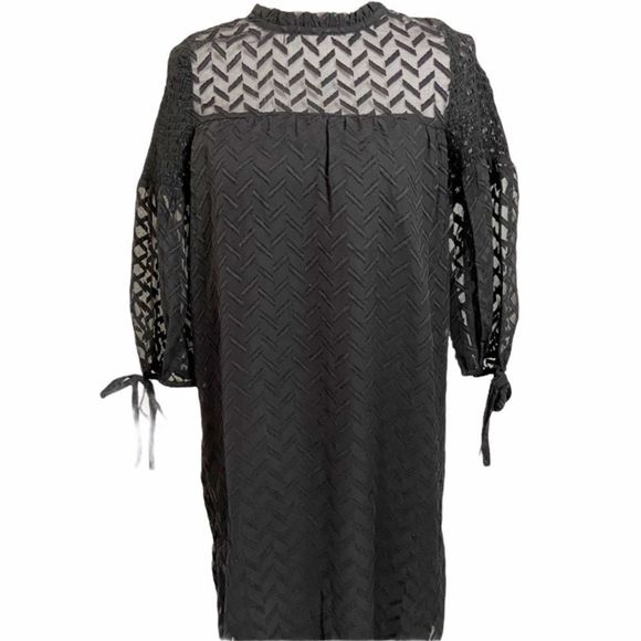 NWT Susina Black Textured Chiffon Dress - Picture 2 of 7